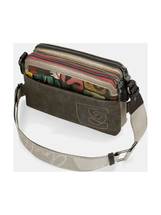 Damen Stoff Schulter Tasche Mehrfarbig