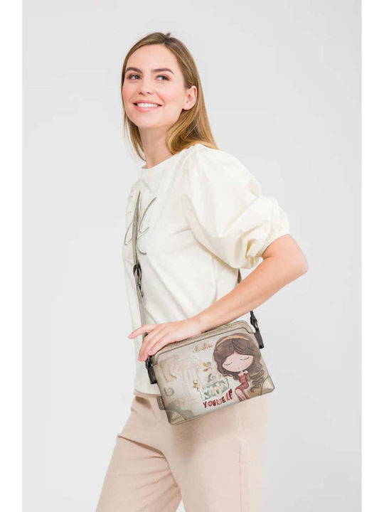 Damen Stoff Schulter Tasche Mehrfarbig
