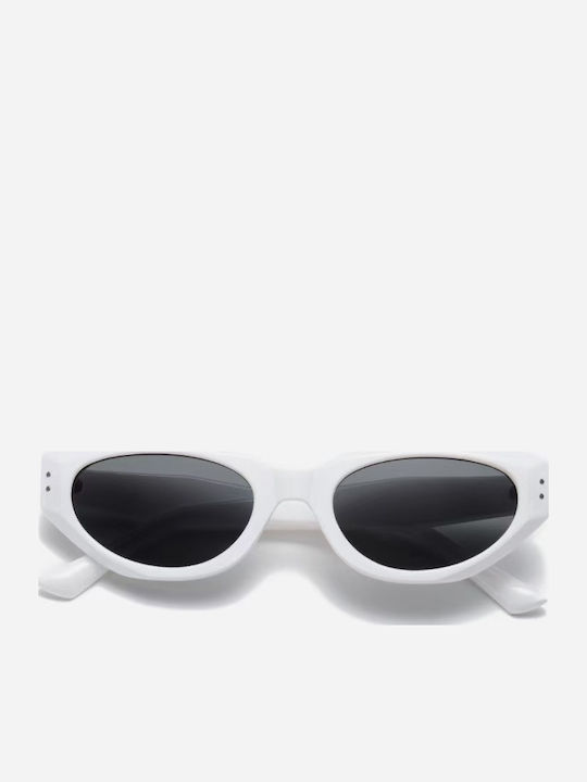 King Unisex Sunglasses with White Frame and Black Polarized Lens SUNKI345-SN041