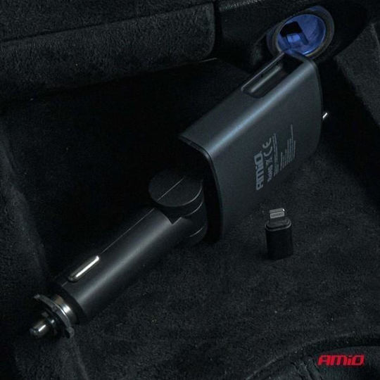 AMiO Transmițător FM Auto cu Type-C / USB / Bluetooth