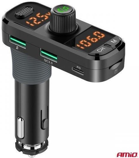 AMiO FM Transmitter Αυτοκινήτου με MicroSD / Type-C / Bluetooth / USB