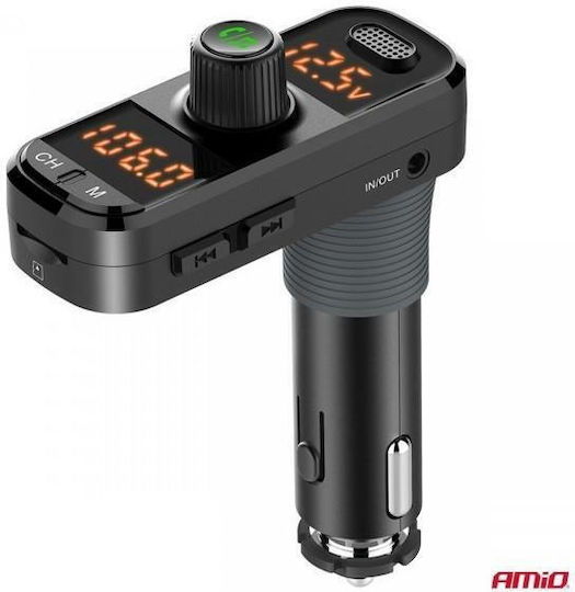 AMiO FM Transmitter Αυτοκινήτου με MicroSD / Type-C / Bluetooth / USB