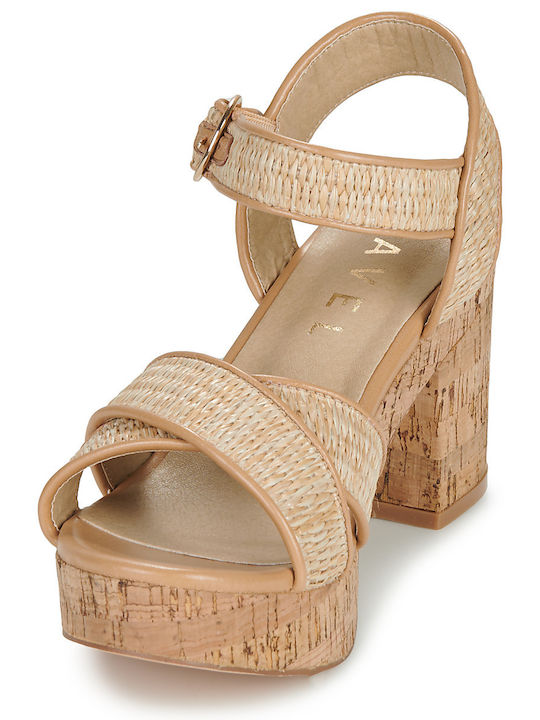Damen Sandalen Beige RLP486 Raffia