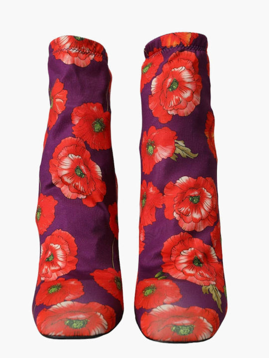 Leder Damen Stiefeletten Knöchel Lila