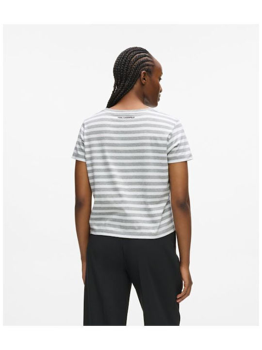 Women's Crop T-shirt Striped Gray