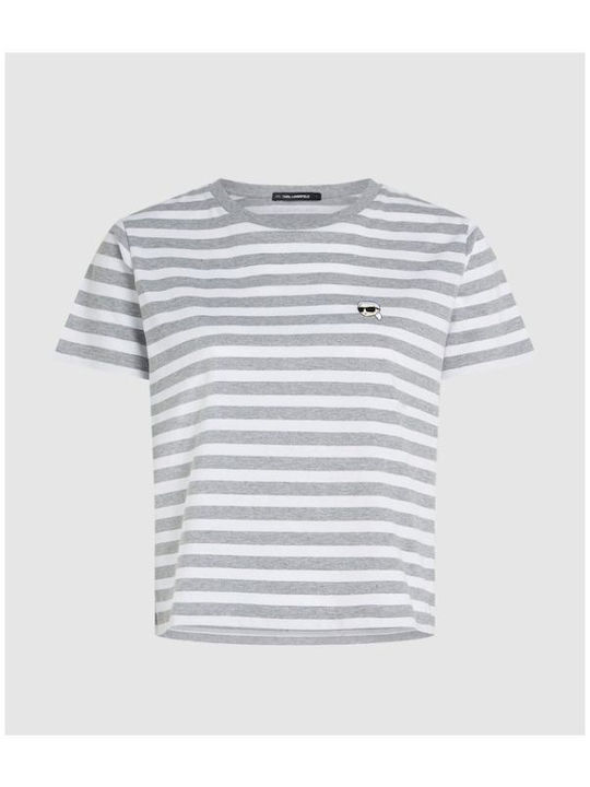Women's Crop T-shirt Striped Gray