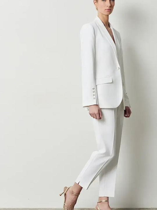 BSB Damen Krepp Blazer Weiß