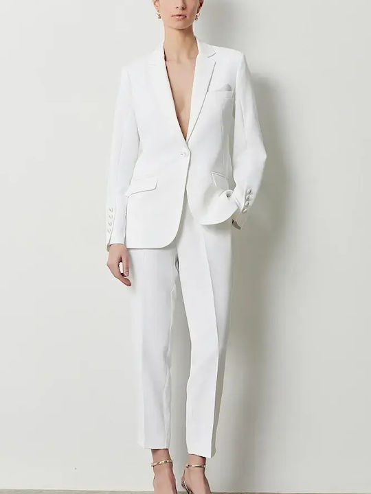 BSB Damen Krepp Blazer Weiß