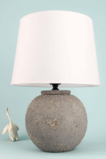 Ceramic Table Lamp Gray White Round Design 30x40cm
