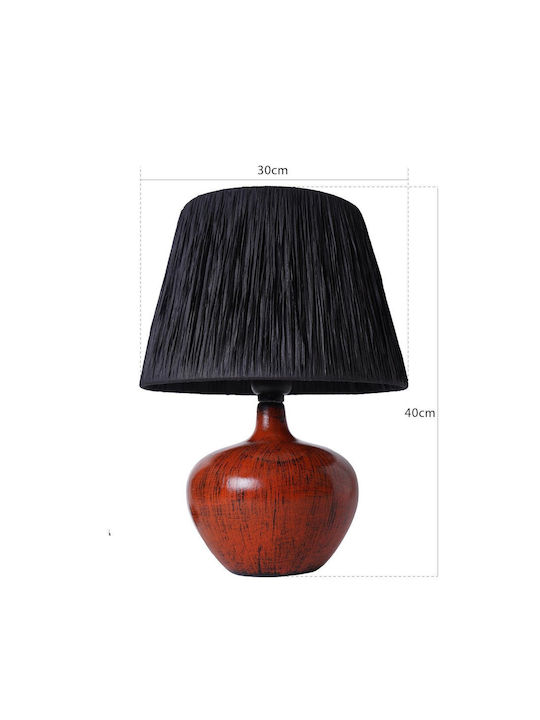 Ceramic Table Lamp Red Ceramic With Black Shade 30x40cm