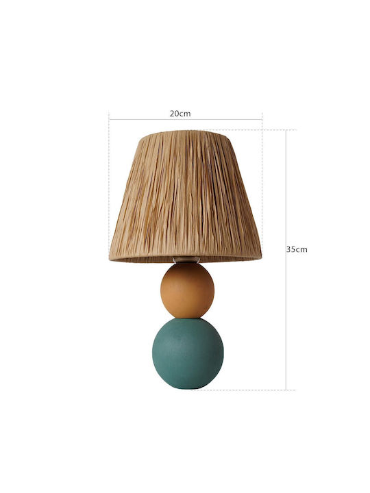 Dekoratives Handgefertigtes Holz Tischlampe Grünes Braunes 20x35cm
