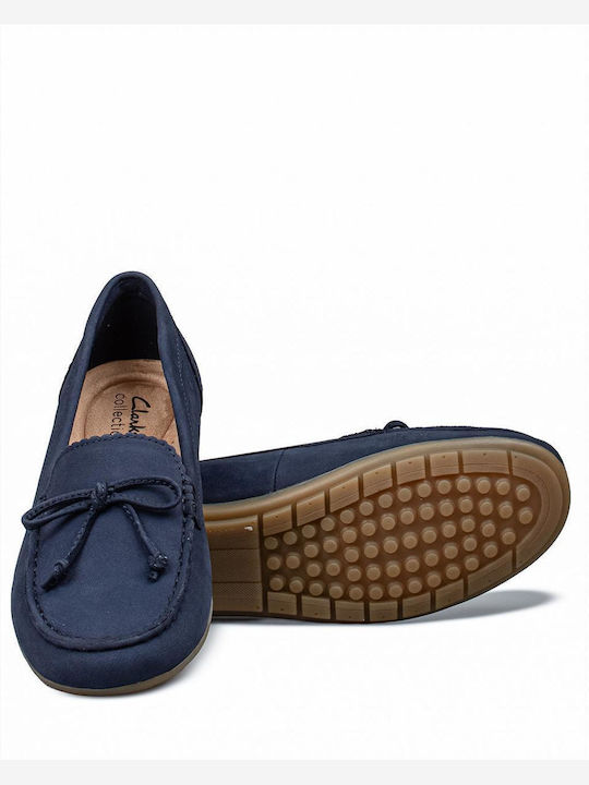 Leather Women's Loafers in Blue Colour