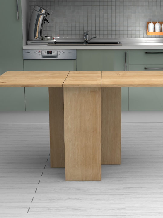 Pepe Extendable Collapsible Wooden Natural Beech Dining Room Table 28(+56)x77x75cm