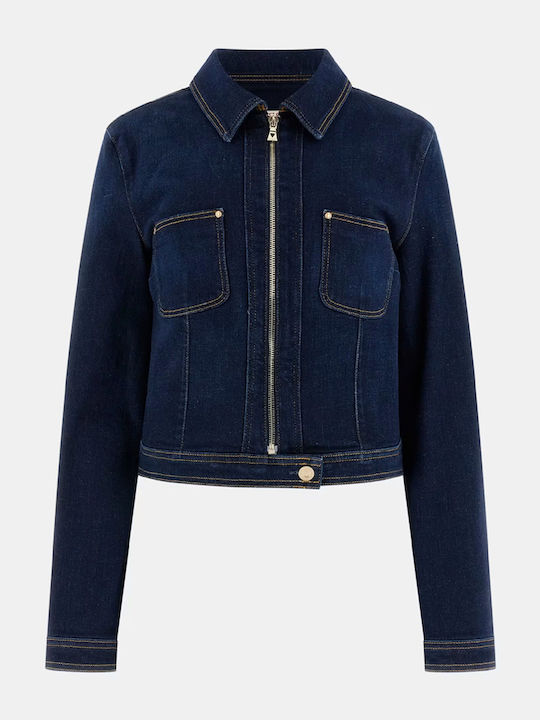 Langes Damen Jean Jacke Blau