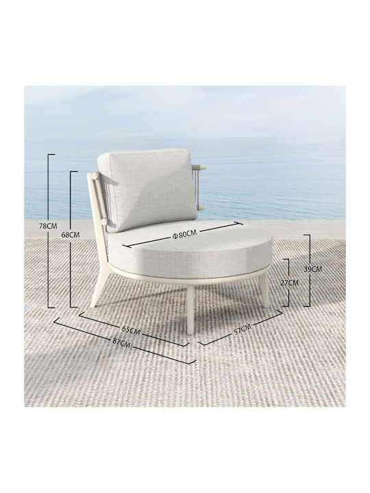 La Luna Armchair Off White 80x87x68cm