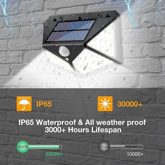 Set of 6 Wall Mounted Solar Lights Cold White 6500K with Motion Sensor and Photocell IP65