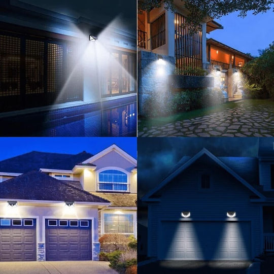 Set of 8 Wall Mounted Solar Lights Cold White 6500K with Motion Sensor and Photocell IP65