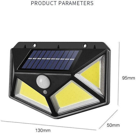 Set of 4 Wall Mounted Solar Lights Cold White 6500K with Motion Sensor and Photocell IP65