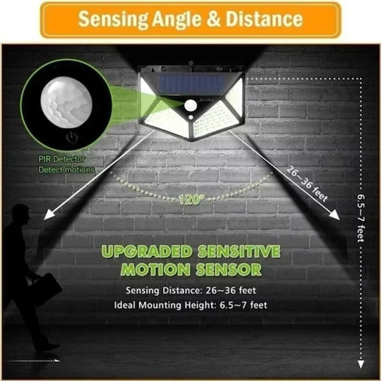 Set of 4 Wall Mounted Solar Lights Cold White 6500K with Motion Sensor and Photocell IP65