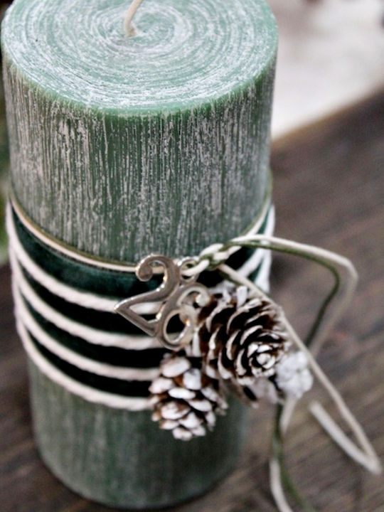 Gerakis Christmas Green Candle 15x6.5cm