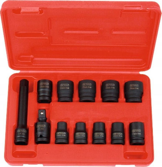 Ks Tools Steckdosen Pneumatisch mit Rahmen Gastgeber 1/2" Set 12 Stück