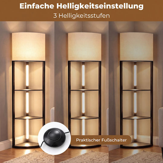 Costway LED Lampadar De Podea Y159xL29.5cm Negru