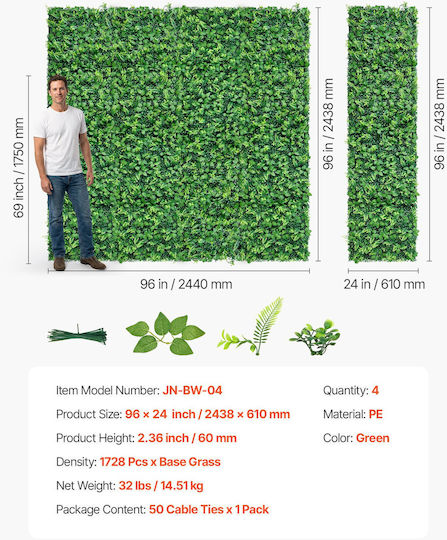 Vevor Künstliche Pflanzen in Rolle 2,43m x 61cm 4 Stück