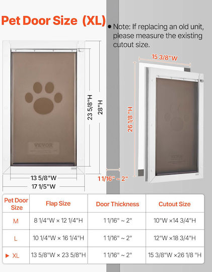 Vevor Dog And Cat Door Made Of Metal In White Colour