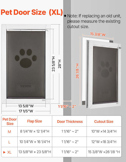 Vevor Dog And Cat Door Made Of Metal In White Colour