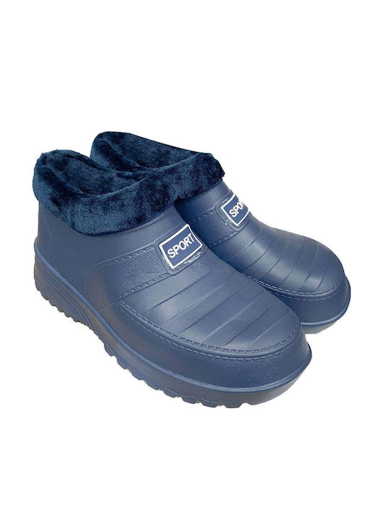 Ansin Men's Safety Wellies with Fur Blue