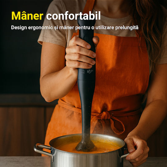 COOK-IT Blender de Mână cu Tijă din Plastic 350W Negru