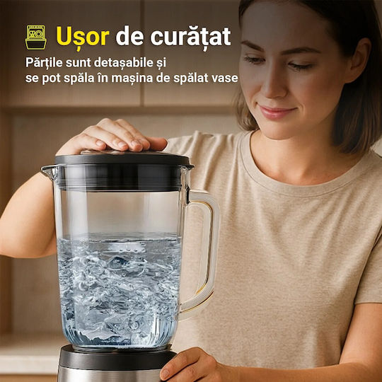 COOK-IT Μπλέντερ με Γυάλινη Κανάτα 1.75 lt 1500W Γκρι
