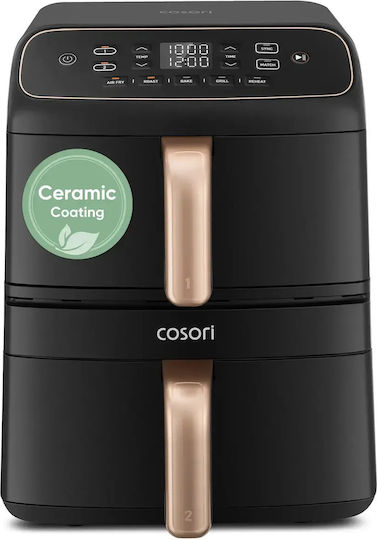 Cosori Heißluftfritteuse mit Doppeltem Abnehmbaren Behälter 8,6 l Schwarz 1391504