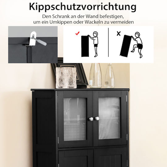 Costway Badezimmerschrank 109x58x30cm Schwarzes
