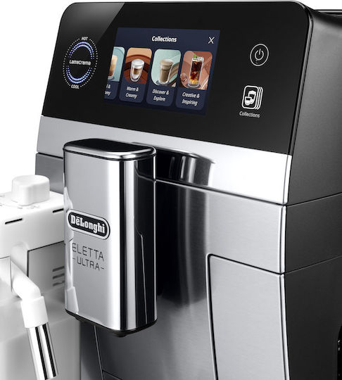 De'Longhi Eletta Αυτόματη Μηχανή Espresso 1450W Πίεσης 19bar για Cappuccino με Μύλο Άλεσης Γκρι 2106079