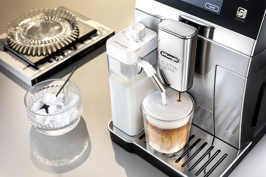 De'Longhi Eletta Αυτόματη Μηχανή Espresso 1450W Πίεσης 19bar για Cappuccino με Μύλο Άλεσης Γκρι 2106079