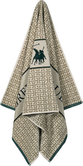 Greenwich Polo Club Πετσέτα Θαλάσσης Βαμβακερή Taupe-Green 180x90εκ.