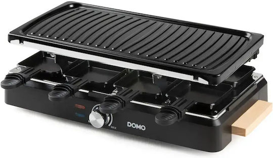 Domo Grătar Electric De Masă Raclette Cu Placă Canelată 1400W Cu Termostat Reglabil 25x49,5cm
