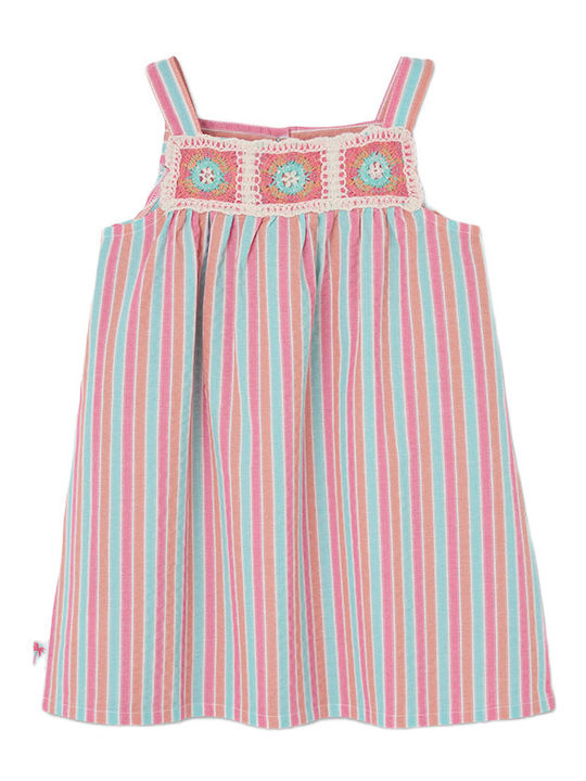 Girls Sleeveless Striped Printed Dress