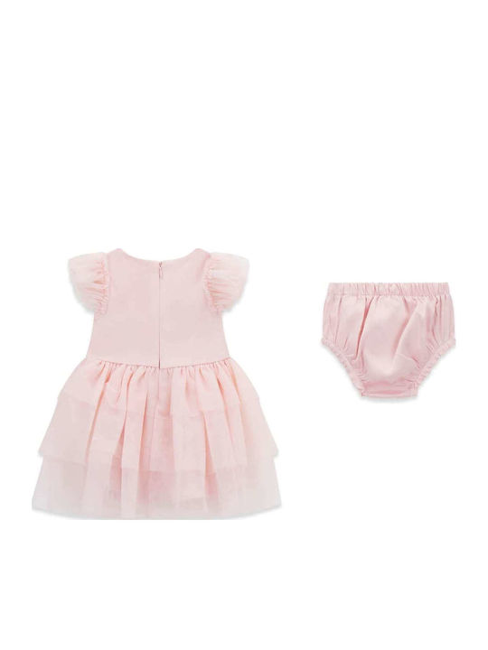 Girls Dress Short Sleeve Set With Panty Pink