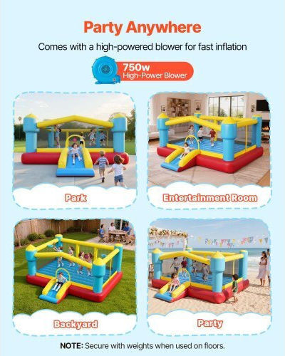 Vevor Aufblasbares Fun Castle Schloss mit Trampolin & Rutsche für 3-8 Jahre