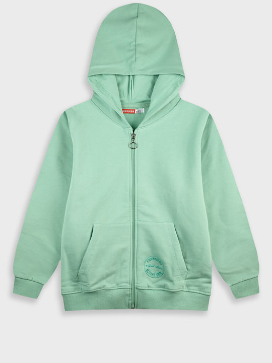 Kids Sweatshirt Cardigan Fleece with Hood Green