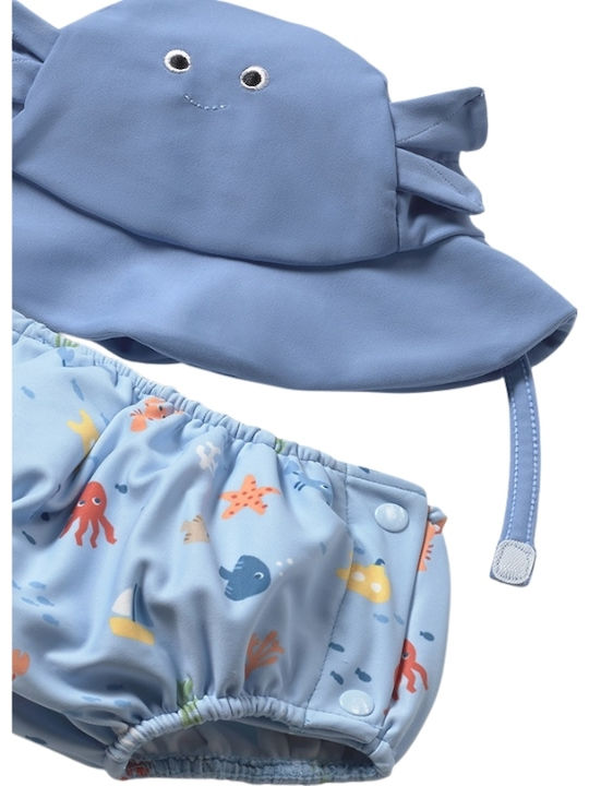 Mayoral Costum de baie pentru copii Set cu pălărie Blue