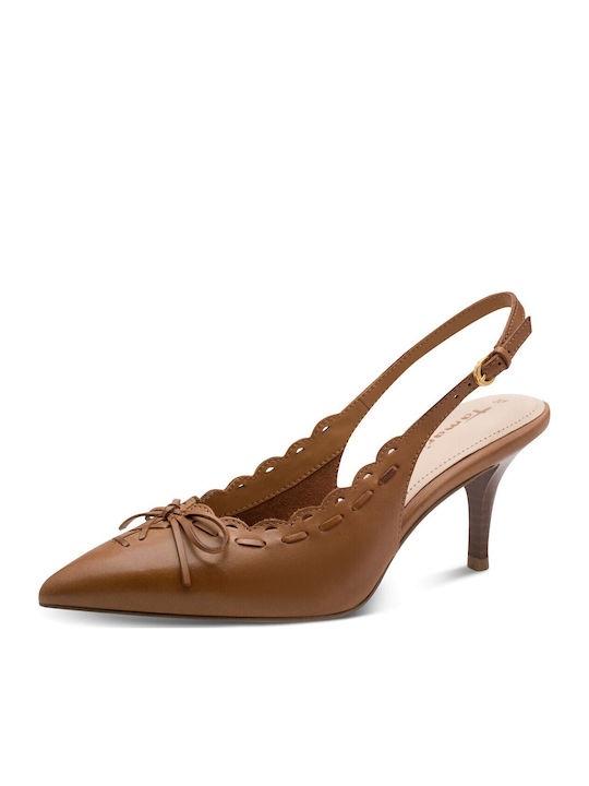 Heels with Strap Tabac Brown