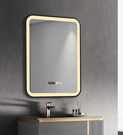 Καθρεφτης Μπανιου Led Αφης Mirrorlux Elora S-4657b Ορθογωνιος 800χ600mm Μαυρος