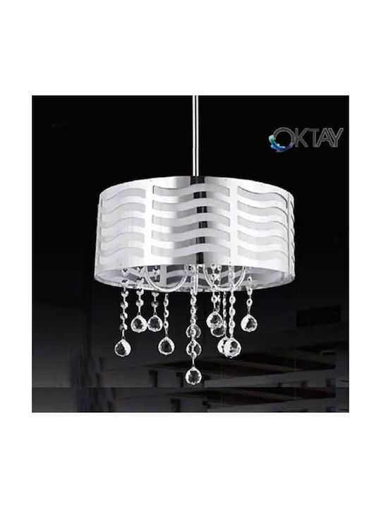 Oktay Miami Κρεμαστό Φωτιστικό Ασημί με Ντουί E27 25εκ.