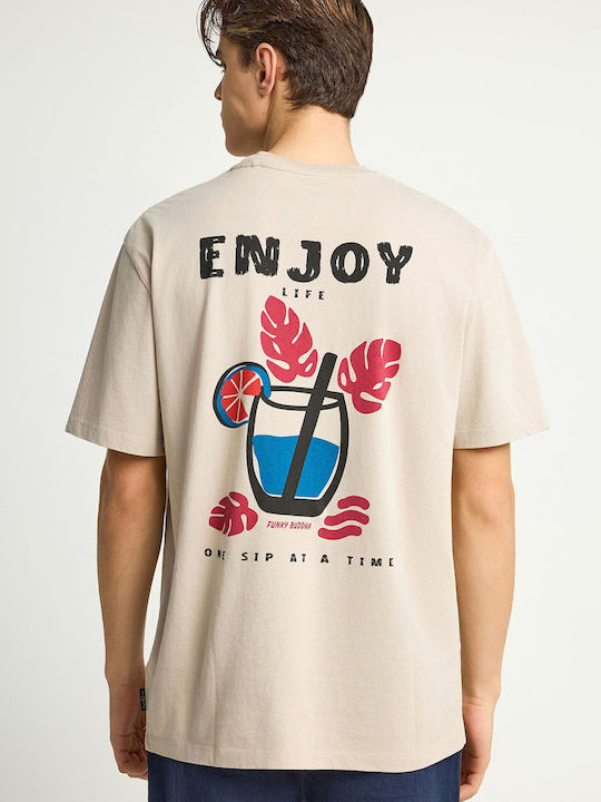 Funky Buddha Kurzarm T-Shirt Beiges