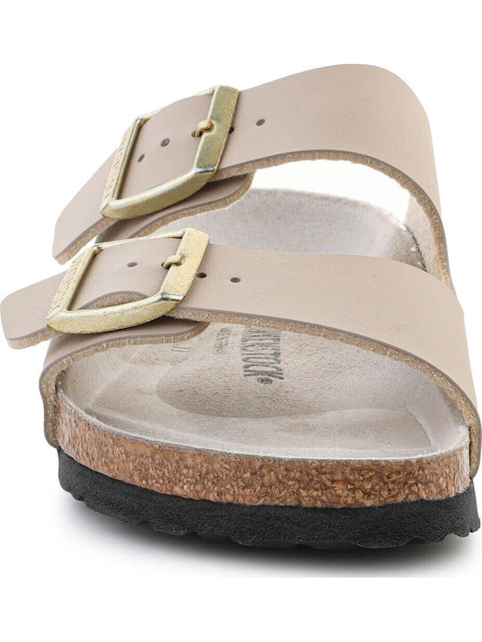 Damen Flache Sandalen Beige Schmale Passform