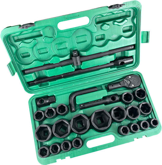 Impact Socket Set Ratchet 3/4" 1" 26 Pieces Gebo Tools
