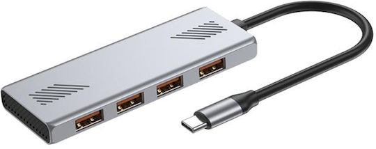 Gembird Hub 4 Porturi USB 3.2 Cu Conectare USB-C / USB-A Argintiu